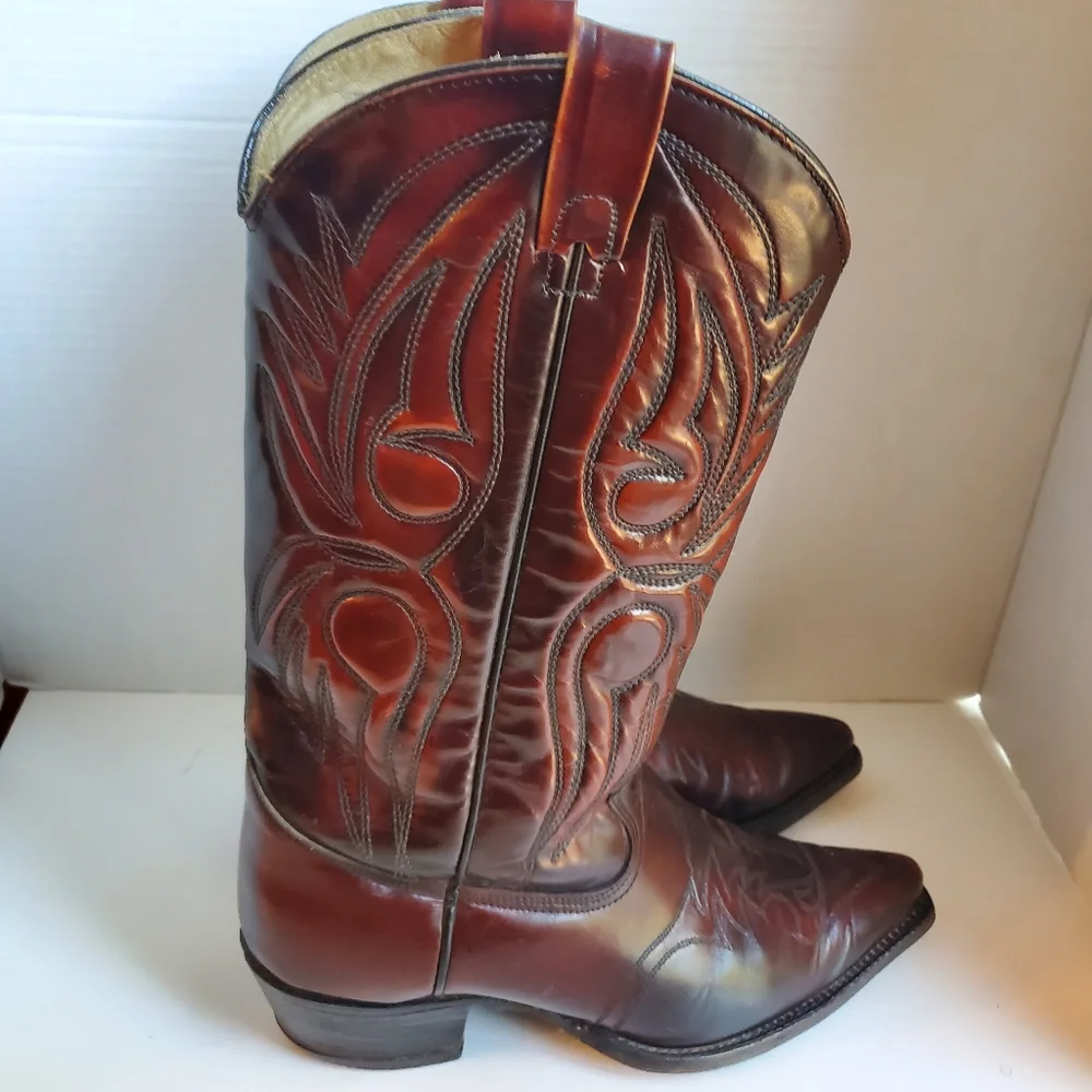 TEXAS WESTERN COWBOY BOOTS BROWN USA SIZE 9EE M-70 - Picture 3 of 16